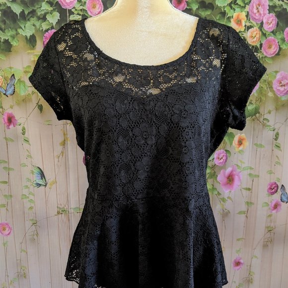 Candie's Tops - NWT Candie's Women's Lace Blouse Black Size XL